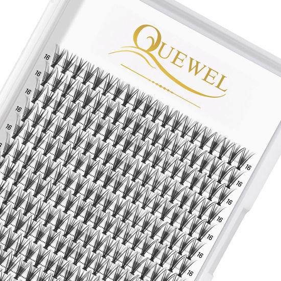 Picture of QUEWEL Cluster Lashes 240Pcs Individual Lashes 20D 0.07D Curl 16mm Knot-Free Lash Extensions Clusters Lashes Soft&Natural False Eyelashes Individual DIY Eyelash Extension at Home(20D 0.07D 16)