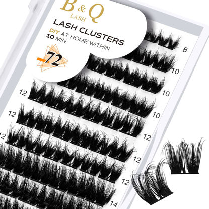 Picture of Lash Clusters B60 D Curl 8-16MIX DIY Lash Extensions 72 Clusters Lashes D Curl B&Q LASH Wispy Volume Lashes Eyelash Clusters Extensions Individual Lashes Cluster DIY at Home (B60,D-8-16MIX)