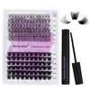 Picture of DIY Lash Extension Kit Lash Clusters Thin Band Soft Clusters C/D Curl Individual Lashes with 72H Strong Hold Waterproof Black Eyelash Cluster Glue Mild and No Irritating 5ml Lash Glue DIY Eyelash Extension Kit Beginner Friendly DIY at Home(Classic/Mega+Lash Band)