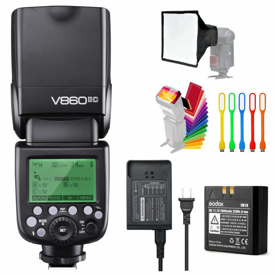 Picture of Godox V860II-C E-TTL HSS 1/8000s 2.4G GN60 Li-ion Battery Camera Flash Speedlite Light Compatible for Canon EOS Cameras with USB LED