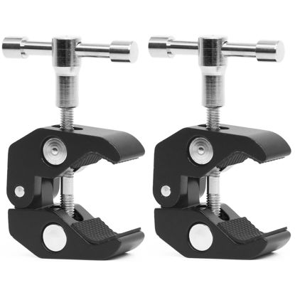 Picture of Anwenk 2Pack Super Clamp w/ 1/4"-20 and 3/8"-16 Thread Camera Clamp Mount Crab Clamp for Cameras, Lights, Umbrellas, Hooks, Shelves, Plate Glass, Cross Bars,Photo Accessories and More