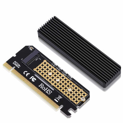 Picture of NVME PCIe x16 Adapter, Electop M.2 Key-M SSD to PCI 3.0 Express Expansion Card, Support 2230/2242/2260/2280 with Heat Sink, Compatible with Windows XP / 7/8 / 10 & MAC OS System