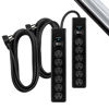 Picture of GE 6-Outlet Surge Protector, 2 Pack, 15 Ft Extension Cord, Power Strip, 800 Joules, Flat Plug, Twist-to-Close Safety Covers, Protected Indicator Light, UL Listed, Black, 54650