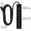 Picture of GE 6-Outlet Surge Protector, 2 Pack, 15 Ft Extension Cord, Power Strip, 800 Joules, Flat Plug, Twist-to-Close Safety Covers, Protected Indicator Light, UL Listed, Black, 54650