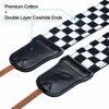 Picture of Black and White Plaid Camera Strap - 2"Wide with Double Layer Cowhide Head,Personalized Cotton Camera Shoulder Straps,Grid Pattern Adjustable Camera Neck Strap for all Cameras,Gift for Photographers