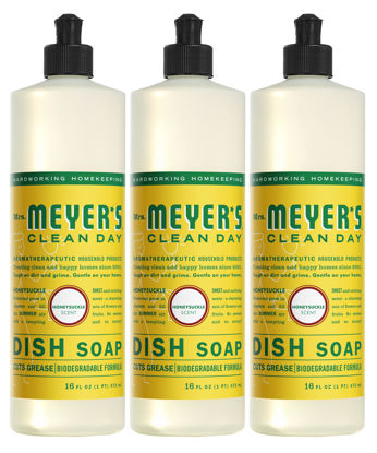 Picture of Mrs. Meyer's Liquid Dish Soap, Biodegradable Formula, Honeysuckle, 16 fl. oz - Pack of 3