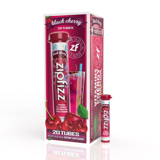 Picture of Zipfizz Energy Drink Mix, Electrolyte Hydration Powder with B12 and Multi Vitamin, Black Cherry, 20 Count (Pack of 1)