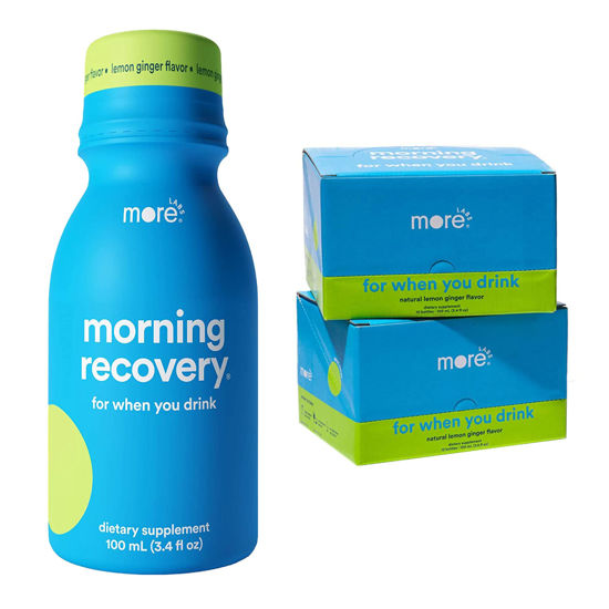 Picture of Morning Recovery Electrolyte, Milk Thistle Drink Proprietary Formulation to Hydrate While Drinking for Morning Recovery, Highly Soluble Liquid DHM, Lemon Ginger, Pack of 24