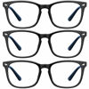 Picture of hunsquer Blue Light Blocking Glasses - Women/Men 3Pack Computer Reading Gaming Anti Eyestrain Blue Light Glasses Non Prescription (8068 3pack black3)