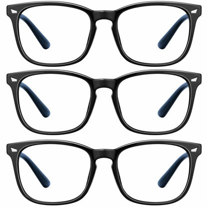 Picture of hunsquer Blue Light Blocking Glasses - Women/Men 3Pack Computer Reading Gaming Anti Eyestrain Blue Light Glasses Non Prescription (8068 3pack black3)