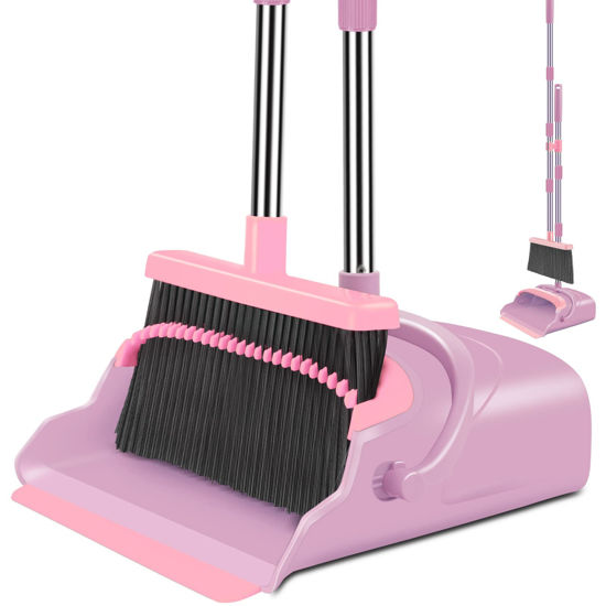 Picture of Broom Dustpan Set, Broom and Dustpan Set for Home, Broom and Dustpan Set, Stand Up Broom and Dustpan, Broom and Dustpan Combo for Office (Pink)