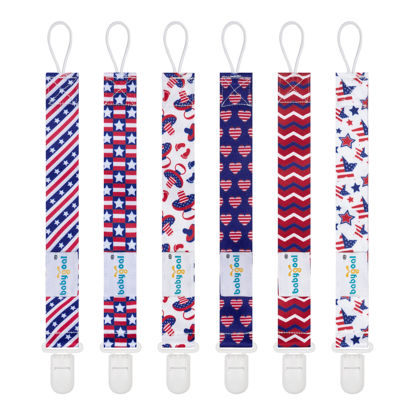 Picture of Babygoal Independence Day Pacifier Clips, 6 Pack Binky Paci Holder and Leash for Boys and Girls Fits for Most Pacifier, Binkie Styles & Baby Teethers & Toys and Gift 6PB13