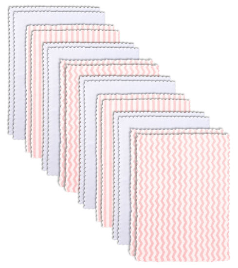 Picture of BAMBOO QUEEN 16 Pack Super Soft Baby Burp Cloths, Ultra Absorbent Large Newborn Burping Cloth, Milk Spit Up Rags, Unisex Pink and White, 16 × 12 Inch