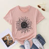 Picture of GLIGLITTR Women's Summer Sunflower T Shirt Cute Flower Graphic Loose Tees Crew Neck Short Sleeve Casual Tops(Pink-B,Small)