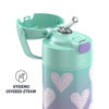 Picture of THERMOS FUNTAINER 12 Ounce Stainless Steel Vacuum Insulated Kids Straw Bottle, Purple Hearts