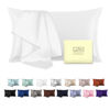 Picture of Natural Mulberry Silk Pillowcase for Hair and Skin Queen Size 20"X30" Silk Pillow Case with Hidden Zipper Soft Breathable Smooth Cooling Silk Pillow Covers for Sleeping(White,Queen,1Pcs)