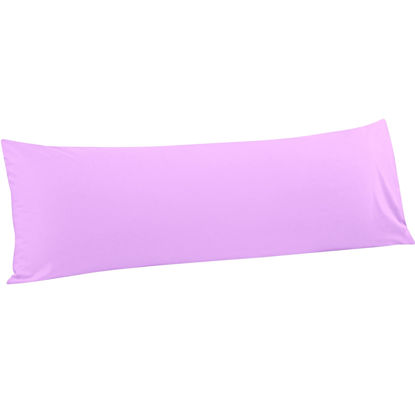 Picture of FLXXIE 1 Pack Microfiber Body Pillow Case, 1800 Super Soft Pillowcase with Envelope Closure, Wrinkle, Fade and Stain Resistant Pillow Cover, 20x54, Lavender