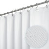 Picture of LiBa Waffle Weave Fabric White Shower Curtain, 72” W x 96” H Water Repellent & Heavyweight, Hotel Quality & Machine Washable Cloth Linen Extra Long Shower Curtains Set and Shower-Liner for Bathroom