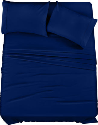 Picture of Utopia Bedding Queen Bed Sheets Set - 4 Piece Bedding - Brushed Microfiber - Shrinkage and Fade Resistant - Easy Care (Queen, Royal Blue)