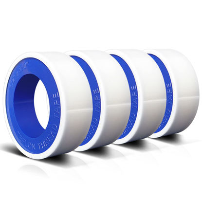 Picture of VOTMELL 4 Rolls 1/2 Inch(W) X 520 Inches(L) Teflon Tape,for Plumbers Tape,PTFE Tape,Sealing Tape,Plumbing Tape,Sealant Tape,Thread Seal Tape,Plumber Tape for Shower Head,Water Pipe Sealing Tape,White