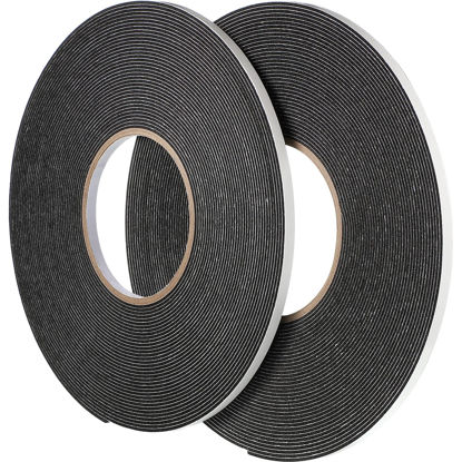 Picture of 2 Rolls Double Sided Foam Tape PE Foam Tape Sponge Soft Mounting Adhesive Tape (Black,1/4 Inch by 50 Feet)