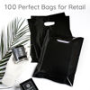 Picture of 100 Black Bags for Small Business 1.5Mil 9"x12" Merchandise Bags Extra Thick Glossy Black Plastic Bags Thank You Bags and Black Retail Bags Plastic Bags For Small Business with Die Cut Handles