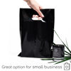 Picture of 100 Black Bags for Small Business 1.5Mil 9"x12" Merchandise Bags Extra Thick Glossy Black Plastic Bags Thank You Bags and Black Retail Bags Plastic Bags For Small Business with Die Cut Handles