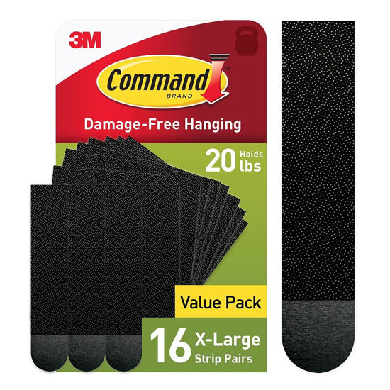 Command X-Large Picture Hanging Strips, Black, 16/Pack (17217BLK-16NA)