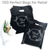 Picture of Choice Marts 100 Thank You Bags for Business Small Black Color 1.5Mil 9"x12" Merchandise Bags Extra Thick Glossy Black Retail Bags and Thank You Bags With Handles and Plastic Bags for Small Business