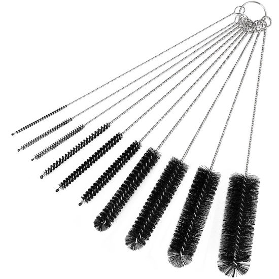 CiaraQ Bottle Cleaning Brushes, 8 Inch Nylon Tube Brush Set, Cleaner for  Narrow Neck Bottles Cups with Hook, Set of 10pcs, Black