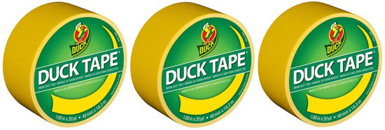 Picture of Duck Brand 1304966 Color Duct Tape, Yellow, 1.88 Inches x 20 Yards Each Roll, 3 Rolls