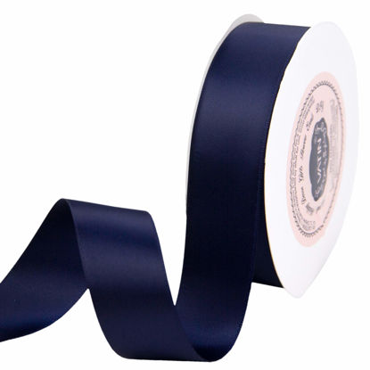 Picture of VATIN 1 inch Double Faced Polyester Satin Ribbon Navy Blue -Continuous 25 Yard Spool, Perfect for Wedding, Wreath, Baby Shower,Packing and Other Projects.