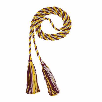 Picture of Graduation Honor Cord - Maroon/Gold/Gray - Every School Color Available - Made in USA - by Tassel Depot