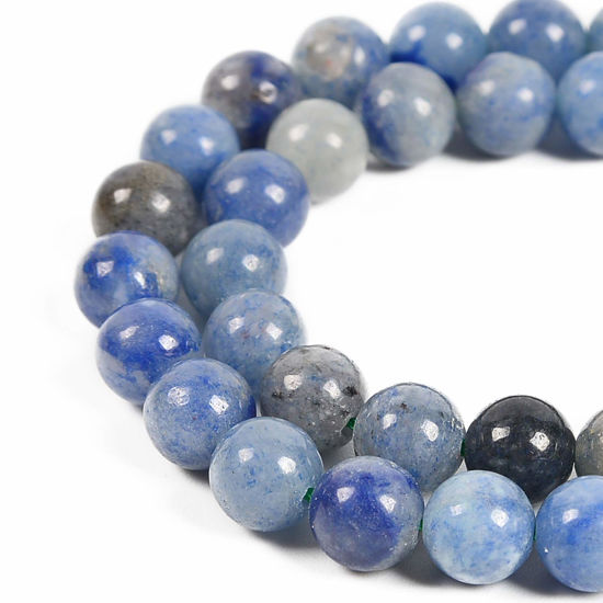 Picture of Nancybeads 45pcs 8mm Natural Blue Aventurine Gemstone Round Spacer Loose Stone Beads for Jewelry Making 15.5" 1 Strand (Blue Aventurine, 8mm 45Beads)