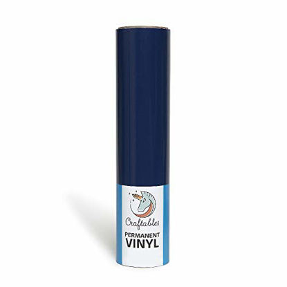 Picture of Craftables Navy Vinyl Roll - Permanent, Adhesive, Glossy & Waterproof | 12" x 6' | for Crafts, Cricut, Silhouette, Expressions, Cameo, Decal, Signs, Stickers