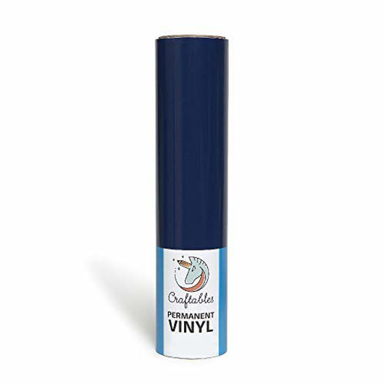 Picture of Craftables Navy Vinyl Roll - Permanent, Adhesive, Glossy & Waterproof | 12" x 6' | for Crafts, Cricut, Silhouette, Expressions, Cameo, Decal, Signs, Stickers