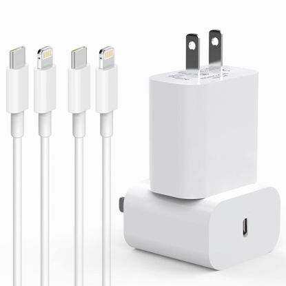 Picture of iPhone Charger [Apple MFi Certified] 2 Pack 20W PD USB C Wall Fast Charger Adapter with 2 Pack 10FT Type C to Lightning Cable Compatible with iPhone 14 13 12 11 Pro Max XR XS X,iPad…