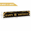 Picture of Large Happy 16th Birthday Decoration Banner, Black and Gold Happy 16th Birthday Banner Sign, 16th Birthday Party Decorations Supplies(9.8x1.6ft)