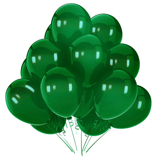 Picture of Dark Green Latex Party Balloons - 50 Pack 12 inch Green Helium Balloons for Baby Shower Birthday Summer Jungle Theme Party Decorations