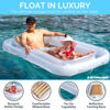 Picture of SWIMLINE Original Suntan Tub Luxe Edition Inflatable Floating Lounger Pearl White Gold | Tanning Pool Hybrid Lounge | Comfort Pillow | Fill with Water | for Kids & Adults | Reflective Tanning Design