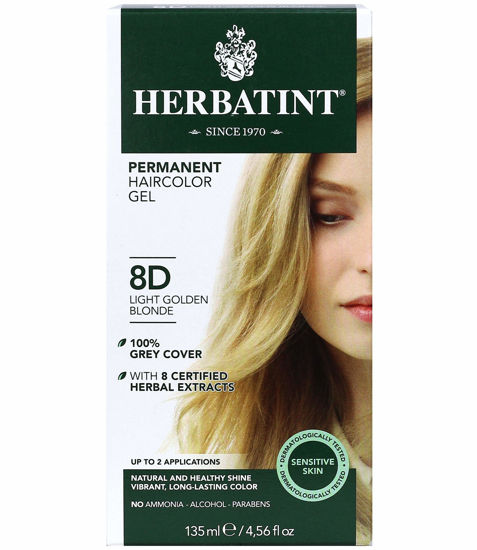 Picture of Herbatint Permanent Haircolor Gel, 8D Light Golden Blonde, Alcohol Free, Vegan, 100% Grey Coverage - 4.56 oz