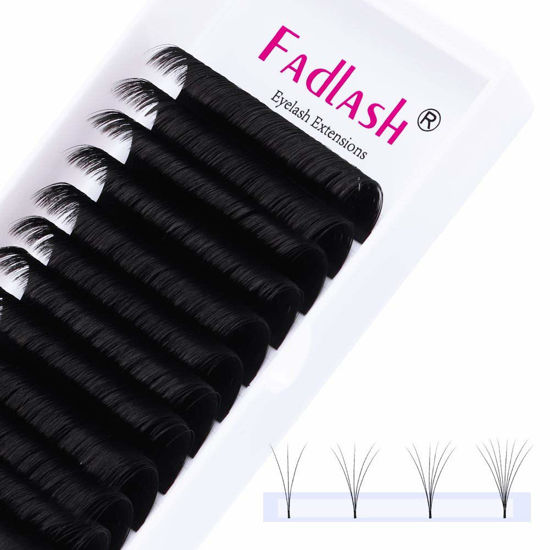 Picture of Volume Lash Extensions Easy Fan Volume Lashes Thickness .05 C Curl Rapid Blooming Eyelash Extensions 2D 3D 4D 5D 6D 20D Easy Fans 20mm Professional Use by FADLASH (0.05-C, 20mm)