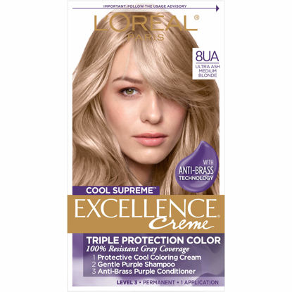 Picture of L’Oréal Paris Excellence Cool Supreme Permanent Hair Color, Ash, 100 Percent Gray Coverage Hair Dye, Anti-Brass regimen includes gentle shampoo, and an anti-brass conditioner