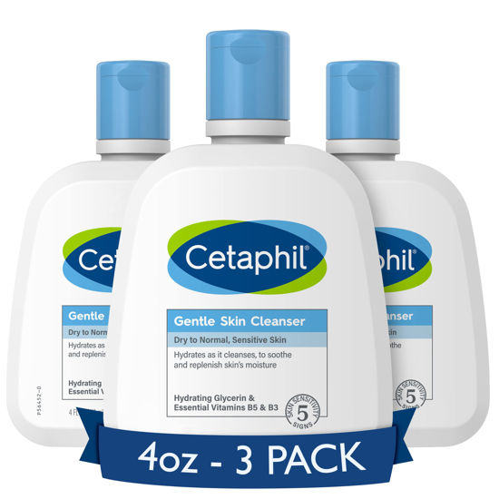 Picture of Cetaphil Face Wash, Hydrating Gentle Skin Cleanser for Dry to Normal Sensitive Skin, NEW 4 oz 3 Pack, Fragrance Free, Soap Free and Non-Foaming