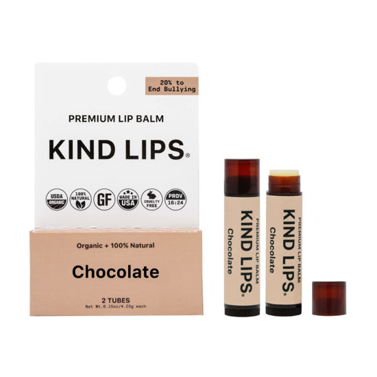 Picture of Kind Lips Lip Balm, Nourishing Soothing Lip Moisturizer for Dry Cracked Chapped Lips, Made in Usa With 100% Natural USDA Organic Ingredients, Chocolate Flavor, Pack of 2