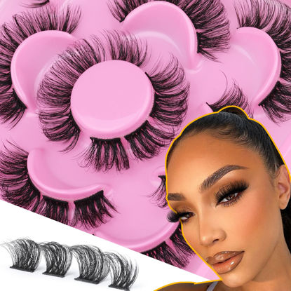 Picture of Focipeysa Cluster Lashes Look Like Extensions 3D Individual Lashes Natural Look False Lashes Wispy Lashes Clusters Fluffy Eyelashes Multipack