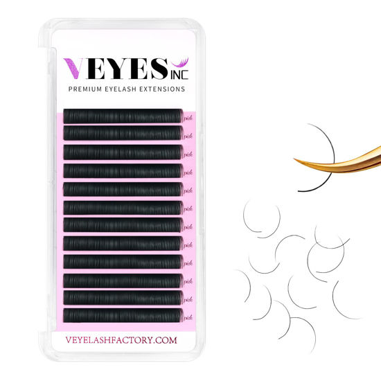 Picture of VEYES INC Eyelash Extension Supplies Classic Volume Lash Extensions Tray 0.03 D Curl 15mm, Premium Mink Silk Individual Lashes Soft Matte Black Salon Use.