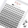 Picture of Lash Clusters DIY Eyelash Extensions 144 Pcs Cluster Eyelash Extensions 8-16mm Cluster Lashes C Curl Lash Clusters Thin Stem Eyelash Clusters Reusable Makeup for Self-application (Nature-Big C 8-16mm)