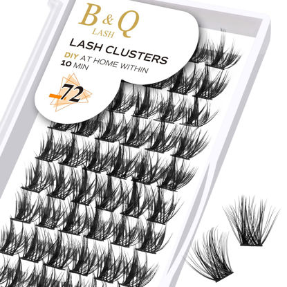 Picture of Lash Clusters D Curl 18mm DIY Lash Extensions 72 Clusters Lashes C D Curl B&Q LASH Wispy Volume Lashes Eyelash Clusters Extensions Individual Lashes Cluster DIY at Home (B43,D-18mm)