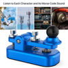 Picture of PUTIKEEG Mini Classical Morse Code Key - CW Morse Code Keys Automatic Morse Aluminum Alloy Radio Ham Send Telegram Morse Code Key with Adjustment Body Neodymium Magnets Base - Blue